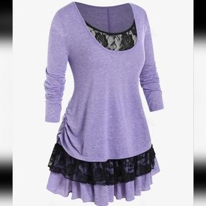 2 PIECE EXTENDER LACE SHIRT SET